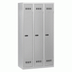 VESTIAIRE 3 COLONNE COLOR MONOBLOC INDUSTRIE PROPRE - A CODE - GRIS
