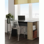 BUREAU YALE NOIR 114 X 50 CM AVEC ÉTAGÈRE CHÊNE