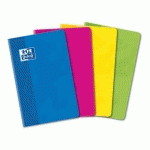 CARNET OXFORD COLOR LIFE 11X17CM PETITS CARREAUX 5MM 96 PAGES AGRAFÉES COUVERTURE CARTE COLORIS ASSORTIS - LOT DE 10