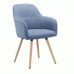 FAUTEUIL BRUNEAU LÉON - TISSU BLEU - PIEDS BOIS