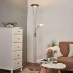 LINDBY LAMPADAIRE INDIRECT LED EDA AVEC VARIATEUR, NICKEL