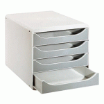 MODULE DE CLASSEMENT EXACOMPTA BIG BOX COFFRE GRIS CLAIR 4 TIROIRS BLEUS