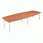 TABLE MODULABLE BELEM 10 PERSONNES L 280 X P 140 CM CHÊNE CLAIR PIÈTEMENT BLANC