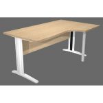 BUREAU COMPACT PRONTO TENDANCE- RETOUR À DROITE L.160 X P.100 CM - PLATEAU CHÊNE  - PIEDS L ALUMINIUM