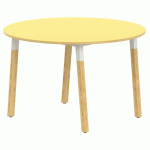 TABLE 4 PIEDS MÉTAL/BOIS RONDE Ø120 T1 STRAT ABS JAUNE/ALU