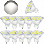 AMPOULE LED GU5.3 BLANC FROID 6000K, MR16 LED AC DC12V 3W EQUIVALENT À 30W HALOGÈNE, AMPOULES LED SPOT NON DIMMABLE, LOT DE 10 [CLASSE ÉNERGÉTIQUE F]