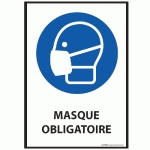 PANNEAU PORT DU MASQUE OBLIGATOIRE - M016 - NORME ISO 7010  - 210 X 148 MM (A5) - VINYLE SOUPLE AUTOCOLLANT - LOT DE 2
