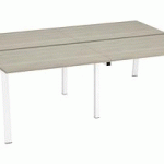 PÔLE DE 4 BUREAUX DROITS CHÊNE GRIS L 120 X P 80 CM PIÉTEMENT MÉTAL BLANC - ARCH