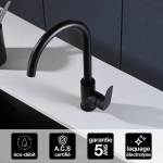 ROBINET MITIGEUR DE CUISINE ANTI-CALCAIRE AVEC DOUCHE ANTI-CALCAIRETTE NOIR MAT IMEX BELGICA GCZ044/NG