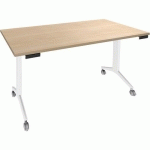 TABLE ABATTANTE AVEL 160X80 CHÊNE CLAIR/PIEDS BLANCS - SIMMOB