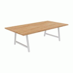 TABLE DE RÉUNION SYNERGY L 240 X P 120 X H 74 CM PIED MÉTAL BLANC PLATEAU CHÊNE NATUREL