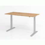 BUREAU ASSIS-DEBOUT SÉRIE XMKA-160X80CM-CHÊNE AMBRÉ-ARGENT - HAMMERBACHER