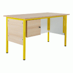 CHAIRE DE PROFESSEUR, CAISSON 1 PORTE, PLATEAU BEIGE, CHANTS PLAQUÉS, JAUNE - MANUTAN COLLECTIVITÉS