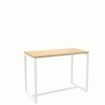 TABLE HAUTE EASYDESK L.150 X H.110 X P.75 CM PIED BLANC PLATEAU HÊTRE