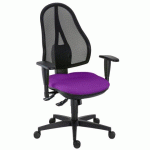 CHAISE DE BUREAU HOLLY TISSU ET MAILLE VIOLET - DOSSIER HAUT ACCOUDOIRS - MÉCANISME SYNCHRONE - PIEDS NOIR
