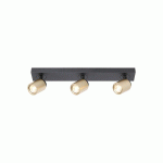FREELIGHT SPOT POUR PLAFOND RAZZA, NOIR/OR, LONGUEUR 61 CM, À 3 LAMPES.