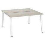 PÔLE DE 2 BUREAUX DROITS CHÊNE GRIS L 140 X P 60 CM, PIÉTEMENT MÉTAL BLANC - ARCH