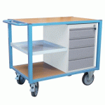 SERVANTE ÉTABLI ÉQUIPÉE DEMI PLATEAU TÔLE + 4 TIROIRS 500 KG ROUE TPE