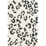 TAPIS DE SALON À POILS LONGS - WILD ANIMAL - NOIR ET BLANC CASSÉ - 160 X 230 CM