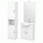 PACK MEUBLE SALLE DE BAINS AVEC VASQUE + MIROIR LED + COLONNE H182 CM AURLANE