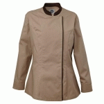 VESTE DE CUISINE FEMME SABLE ET BRUN MANCHES LONGUES T.XL