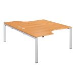 BUREAU DOUBLE PLAN COMPACT E-LINK - L. 160X P. 223 CM - PLATEAU CHÊNE - 4 PIEDS ALUMINIUM