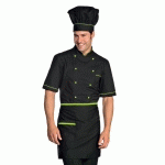 VESTE CHEF CUISINIER ALICANTE NOIR VERT POMME
