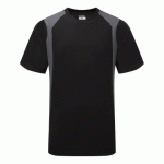 LOT DE 3 - PORTWEST CD811 T-SHIRT COTON LÉGER WX2 MANCHES COURTES NOIR/GRIS - TAILLE XL