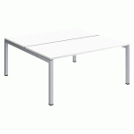 PÔLE 2 BUREAUX DROITS ARKO L 160 X P 168 CM PLATEAUX BLANC PIÈTEMENT MÉTAL ARCHE ALUMINIUM