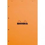 RHODIA BLOC DE DIRECTION COUVERTURE ORANGE 80 FEUILLES DÉTACHABLES+PERFORÉES FORMAT A4+ RÉGLURE 5X5