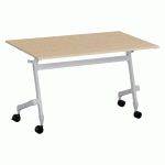TABLE RABATTABLE L 120 X P 70 CM CHÊNE CLAIR BRUNEAU PRACTIKA PLUS PIEDS ALUMINIUM