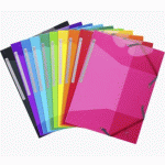 LOT DE 10 - CHEMISE À ÉLASTIQUE 3 RABATS POLYPROPYLÈNE IDERAMA EXACOMPTA 24 X 31 CM COULEURS ASSORTIES