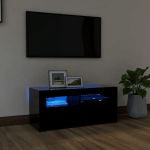 MEUBLE TV AVEC LUMIÈRES LED NOIR 90X35X40 CM