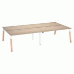 PÔLE DE 4 BUREAUX ECLA CHÊNE CLAIR L 160 X P 80 CM PIEDS MÉTAL FINITION BOIS