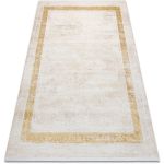 TAPIS MODERNE DUKE 51524 CRÈME / OR - CADRE, GREC STRUCTURÉ, TRÈS DOUX, FRANGES BEIGE 80X150 CM