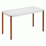TABLE MODULAIRE DOMINO RECTANGLE - L. 120 X P. 60 CM - PLATEAU GRIS - PIEDS BRUNS