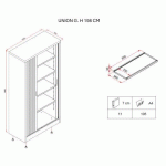 ARMOIRE MÉTAL À RIDEAUX UNION G. H 198 X L 100 X P 45 CM CORPS BLANC RAL 9003 RIDEAUX CHÊNE CLAIR