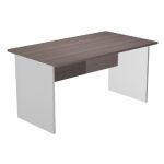 BUREAU DROIT PRONTO TENDANCE - L.140 X P.80 CM - PLATEAU CENDRE - PIEDS PLEINS ALUMINIUM