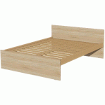 LIT TÊTE ET PIED DROIT SOMMIER À LATTES 140X190CM IDENTITÉ ARGENT/CHÊNE - MANUTAN COLLECTIVITÉS