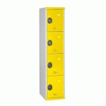 VESTIAIRE COLONNE 4 CASES MONOBLOC JAUNE