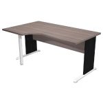 BUREAU COMPACT PRONTO TENDANCE- RETOUR À GAUCHE L.160 X P.100 CM - PLATEAU CENDRE - PIEDS L NOIR