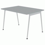 BUREAU SIMPLE 120X80 GRIS PIEDS BLANC - QUADRIFOGLIO