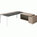 BUREAU X9 AVEC RETOUR À GAUCHE 192X234X75 PLATEAU ORME GRIS - QUADRIFOGLIO