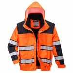 PORTWEST C466 BLOUSON HIVIS 3 EN 1 ORANGE/NOIR - TAILLE S