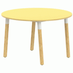 TABLE 4P INCL. MÉTAL/BOIS RONDE Ø 120 T3 STRAT ABS JAUNE/ALU