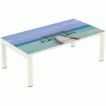 TABLE BASSE EASY OFFICE 114X60 CM PIED BLANC PLATEAU PONTON - MANUTAN COLLECTIVITÉS