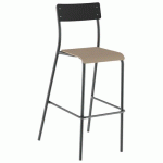 CHAISE BAR ANDRÉ H80 ASS HÊTRE DOS NOIR ÉBÈNE PIÈT. TRPARENT - MOBIDECOR