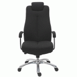 FAUTEUIL DE BUREAU EXTENSO FORTE CORPULENCE ASSISE 24H - DOSSIER HAUT ACCOUDOIRS APPUI-TÊTE - MÉCANISME BASCULANT AXE DÉCALÉ - PIEDS ALUMINIUM