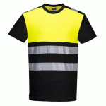 LOT DE 2 - PORTWEST PW311 T-SHIRT PW3 HAUTE VISIBILITÉ CLASSE 1 NOIR/JAUNE - TAILLE 6XL