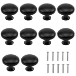 PETITES ECREVISSES - 10 PCS POIGNÉE POUR MEUBLES NOIR 30MM BOUTON DE PORTE UNIQUE TROU ROND AVEC VIS